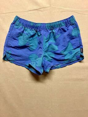 Patagonia Women’s Shorts Sz Small Tropical Floral Teal Blue Nylon Barely Baggies